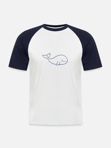 Baby-Wal - Männer Baseball-T-Shirt - Weiß/Navy