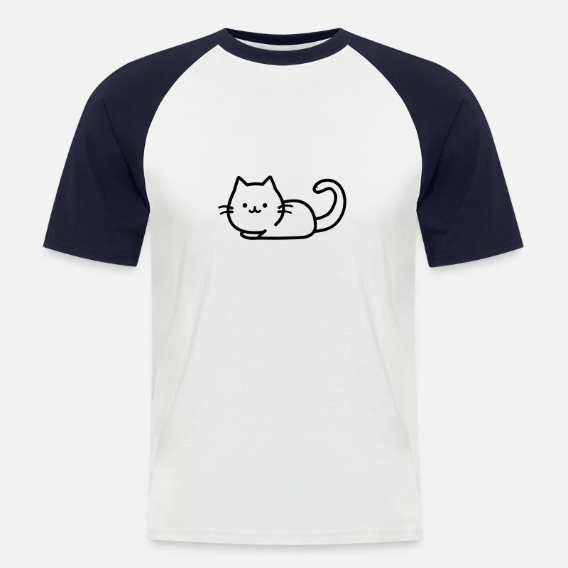 cat - Men's Baseball T-Shirt - white/navy