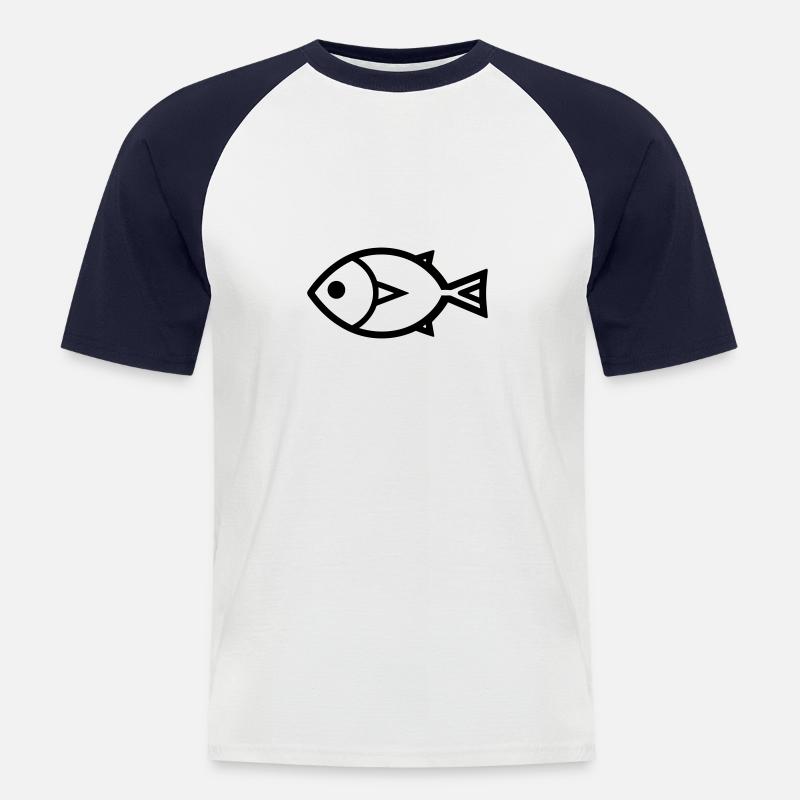Fisch - Männer Baseball-T-Shirt - Weiß/Navy