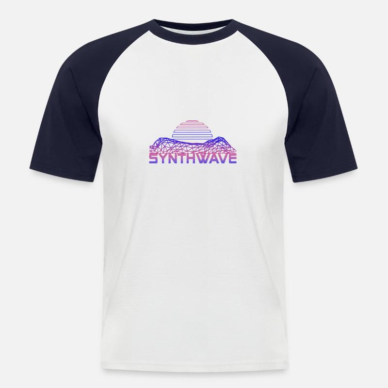 Retrowave Synthwave 80s Design - Männer Baseball-T-Shirt - Weiß/Navy