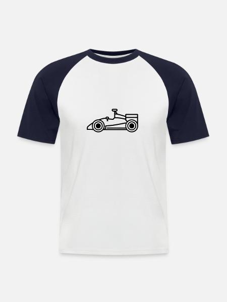 F1-Rennwagen - Männer Baseball-T-Shirt - Weiß/Navy