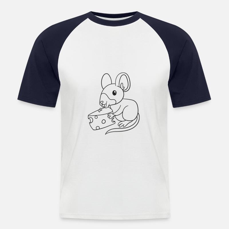 Maus, Mäuse, Käse, Geschenk, Geschenkidee - Männer Baseball-T-Shirt - Weiß/Navy