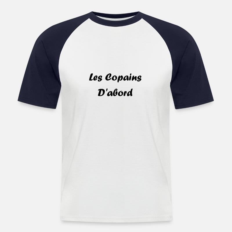 les copains d'abord - T-shirt baseball manches courtes Homme - blanc/marine