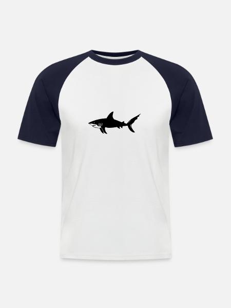 Shark - Men's Baseball T-Shirt - white/navy