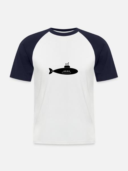U-Boot-Boot - Männer Baseball-T-Shirt - Weiß/Navy