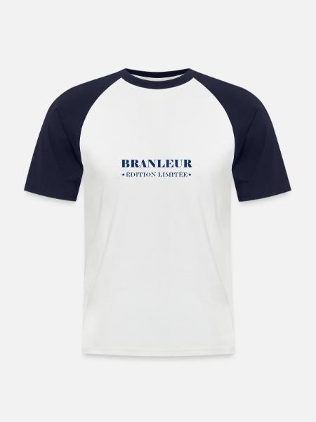 branleur - T-shirt baseball manches courtes Homme - blanc/marine