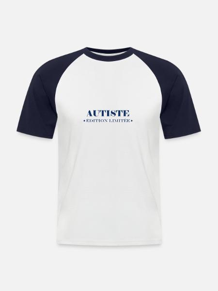 autiste - T-shirt baseball manches courtes Homme - blanc/marine