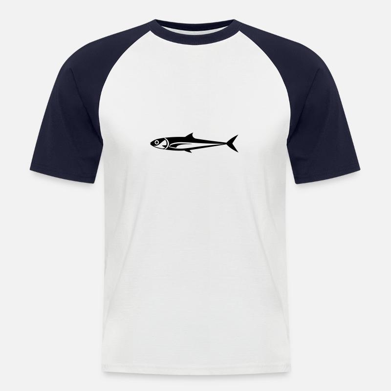 Fisch - Männer Baseball-T-Shirt - Weiß/Navy