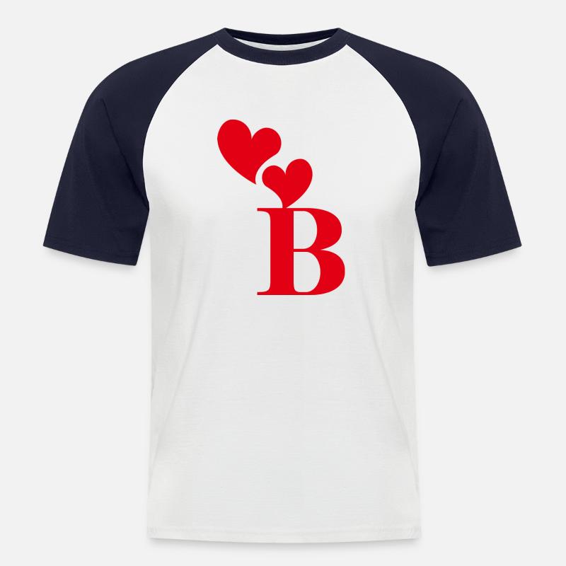 Buchstabe b rotes Herz - Männer Baseball-T-Shirt - Weiß/Navy