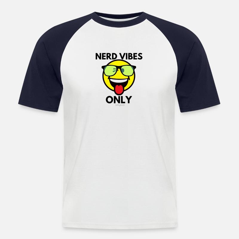 NERD VIBES ONLY - Männer Baseball-T-Shirt - Weiß/Navy