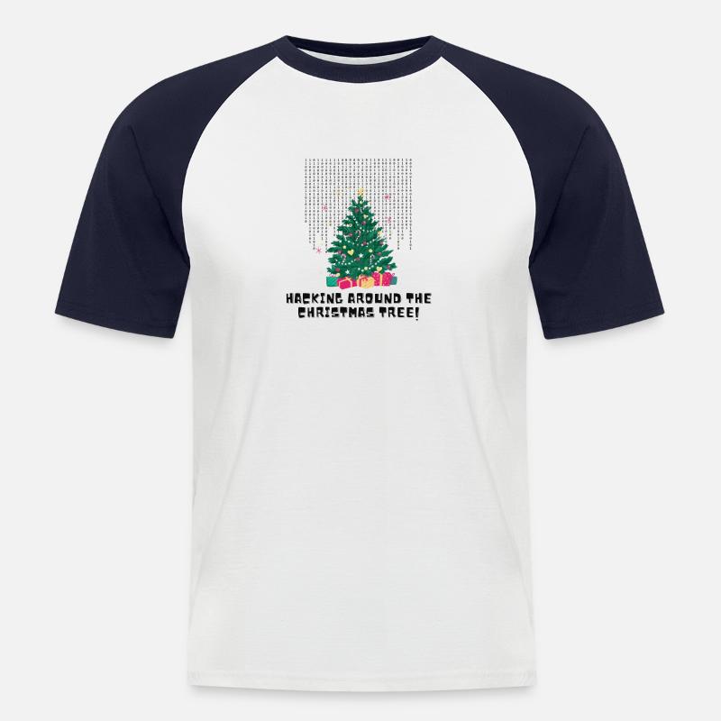 Hacking Around The Christmas Tree - Männer Baseball-T-Shirt - Weiß/Navy