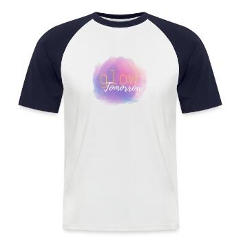 Glow Tomorrow~ - Men's Baseball T-Shirt - white/navy - Front - Nik (191cm)
