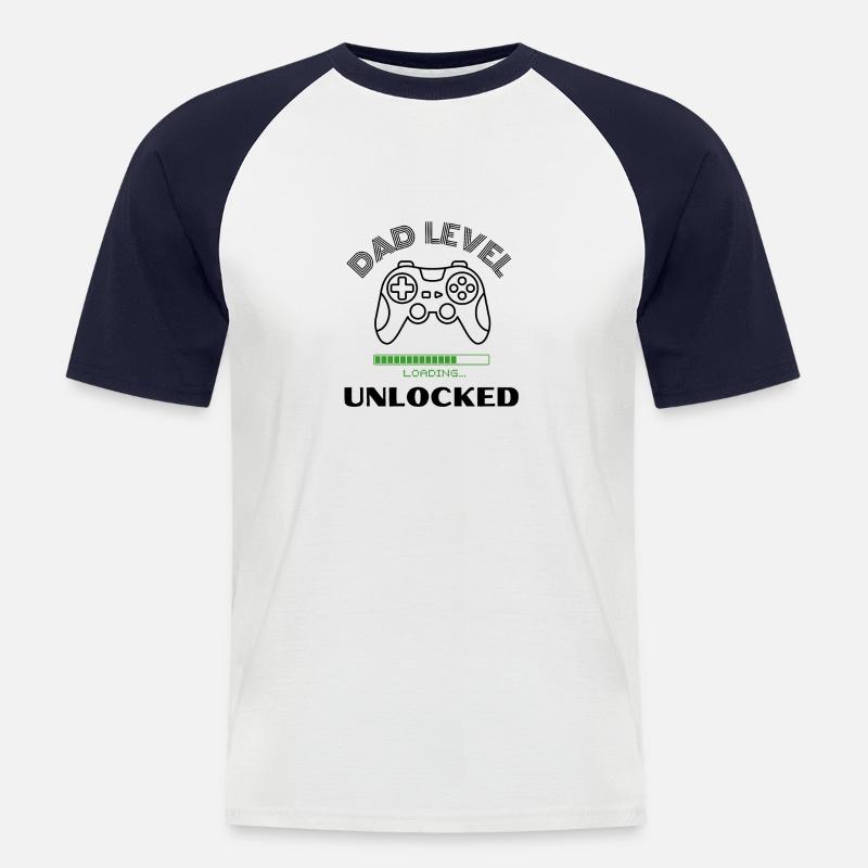 Dad Level Entsperrt es laden - Männer Baseball-T-Shirt - Weiß/Navy