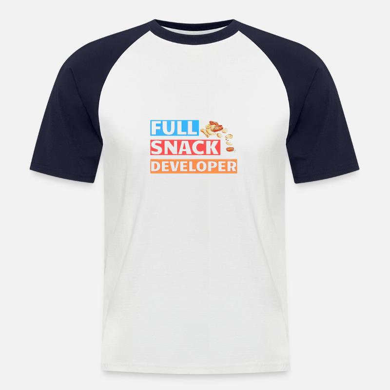 FULL SNACK DEVELOPER - DEVELOPER PUN - Men's Baseball T-Shirt - white/navy