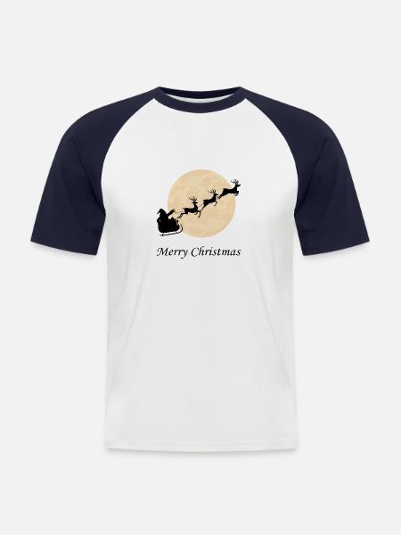 Reindeer sleigh, Christmas, Reindeer - Men's Baseball T-Shirt - white/navy