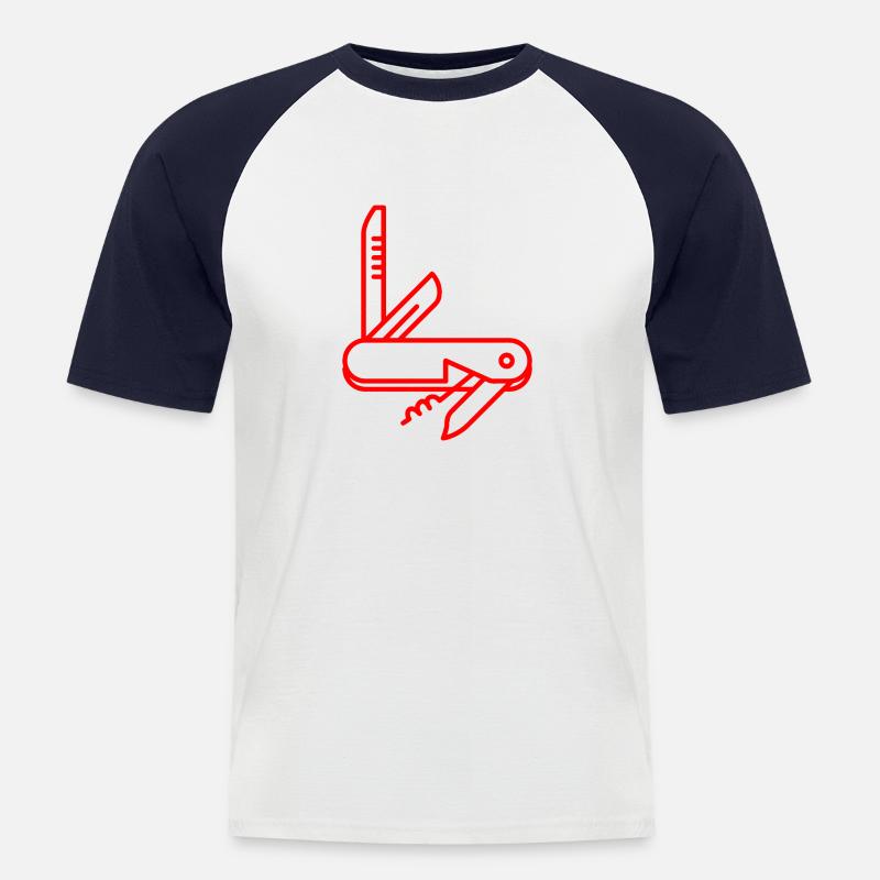Schweizer Taschenmesser - Männer Baseball-T-Shirt - Weiß/Navy