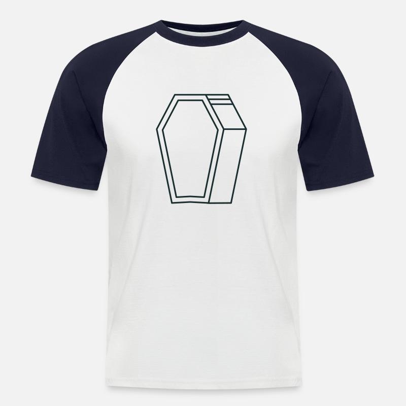 Sargform in 3D - Männer Baseball-T-Shirt - Weiß/Navy
