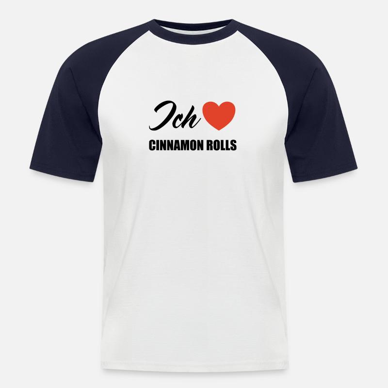 Ich liebe Cinnamon rolls - Männer Baseball-T-Shirt - Weiß/Navy