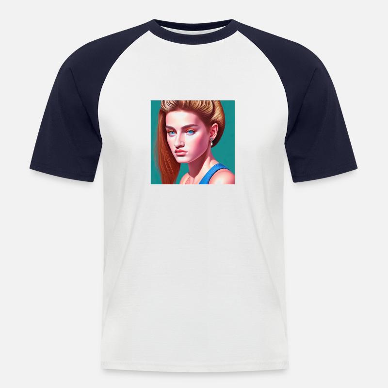 Retrowave Synthwave 80s Design - Männer Baseball-T-Shirt - Weiß/Navy