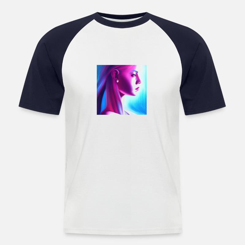 Retrowave Synthwave 80s Character Design - Männer Baseball-T-Shirt - Weiß/Navy