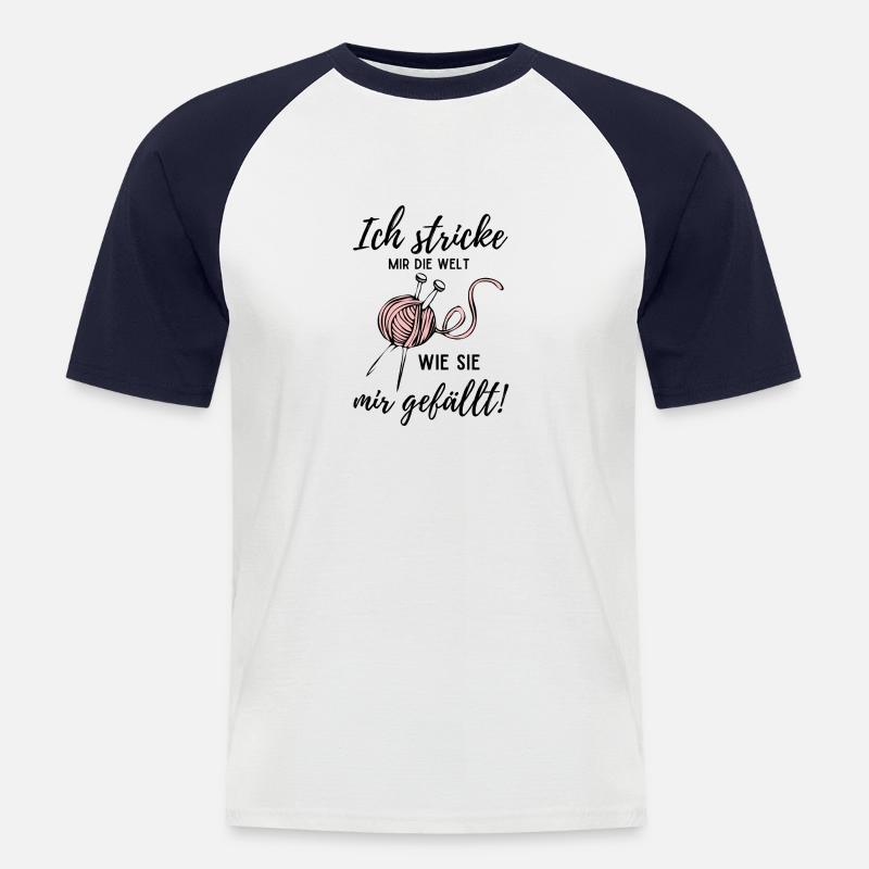 Strickerin Stricken Strickerinnen Geschenk - Männer Baseball-T-Shirt - Weiß/Navy