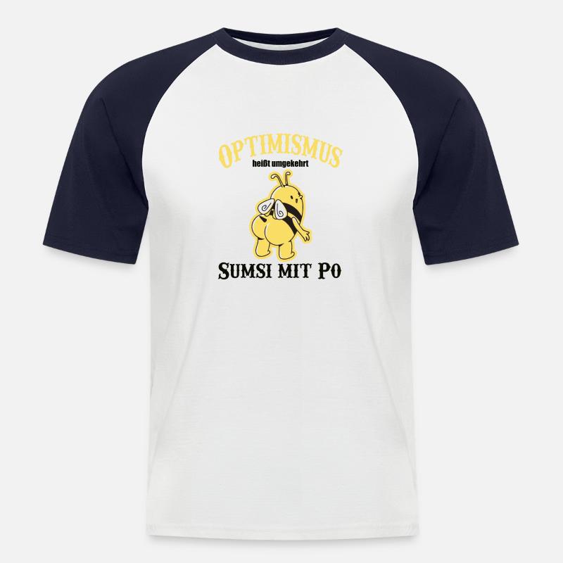 optimismus Bee Biene - Männer Baseball-T-Shirt - Weiß/Navy