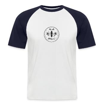 Retro Manila Philippinen Strand Surfen Fan - Männer Baseball-T-Shirt - Weiß/Navy - Vorne - Nik (191cm)