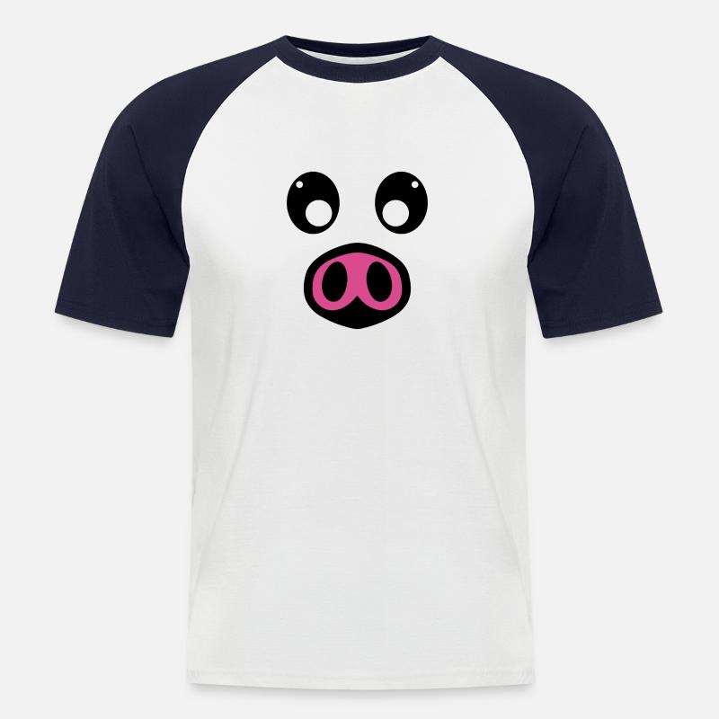 Schwein Kostüm - Männer Baseball-T-Shirt - Weiß/Navy