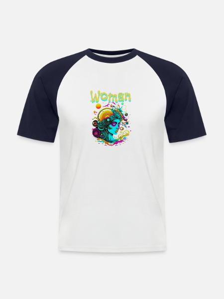 woman - T-shirt baseball manches courtes Homme - blanc/marine
