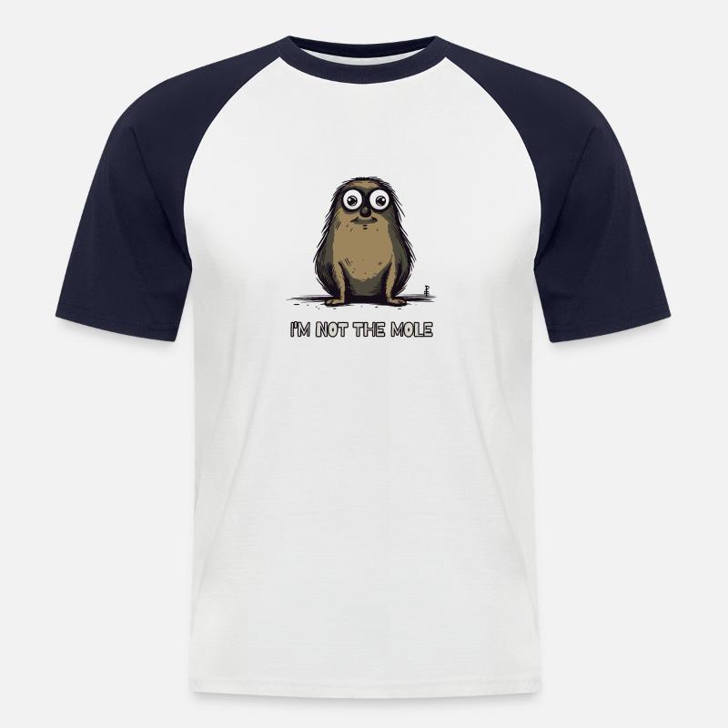 Ich bin nicht der Maulwurf - Männer Baseball-T-Shirt - Weiß/Navy