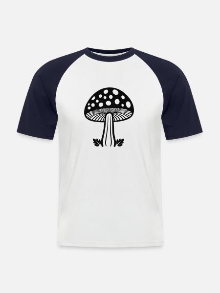 Pilz - Männer Baseball-T-Shirt - Weiß/Navy