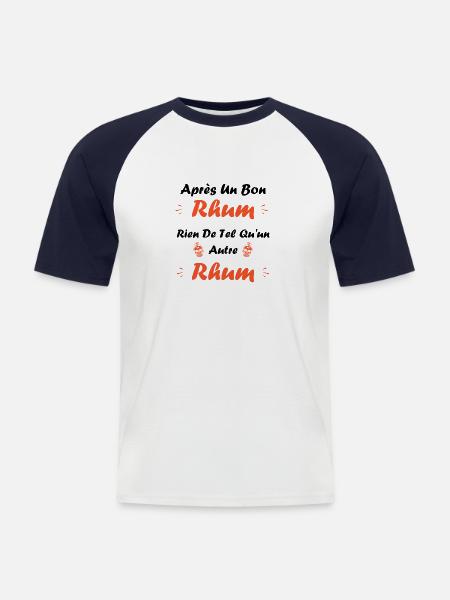 Rhum - T-shirt baseball manches courtes Homme - blanc/marine