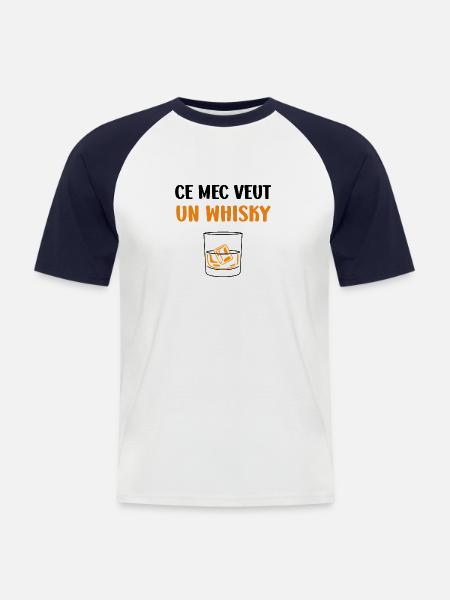 Whisky - T-shirt baseball manches courtes Homme - blanc/marine