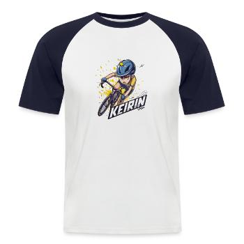 Japanese Keirin Cycling Anime Character - Men's Baseball T-Shirt - white/navy - Front - Nik (191cm)