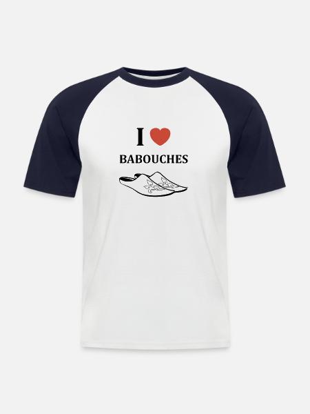 Hausschuhe Humor - Männer Baseball-T-Shirt - Weiß/Navy