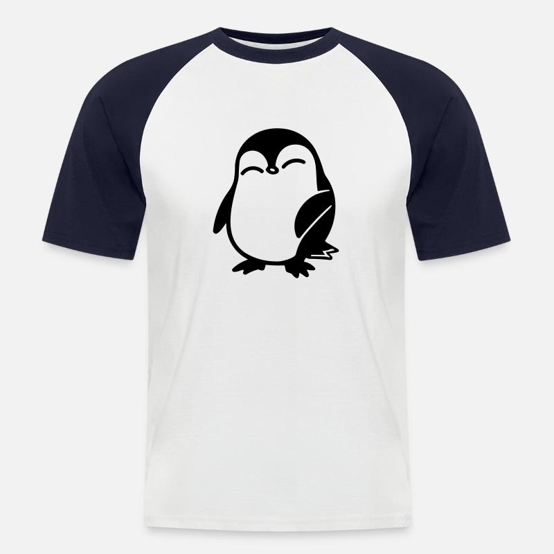 Pinguin - Männer Baseball-T-Shirt - Weiß/Navy
