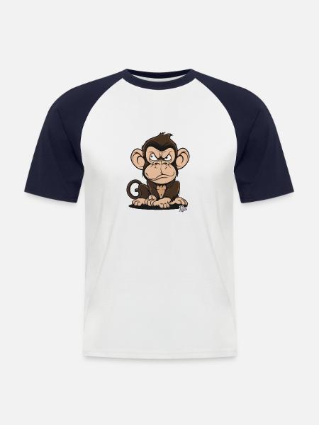 Clever Creepy Cartoon Monkey - Men's Baseball T-Shirt - white/navy