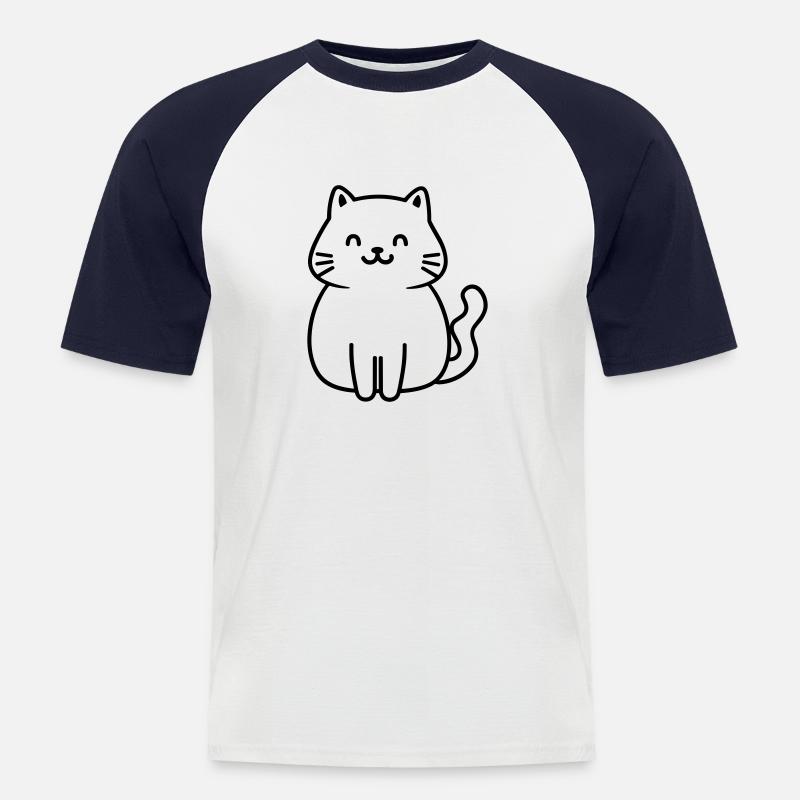 Katze - Männer Baseball-T-Shirt - Weiß/Navy