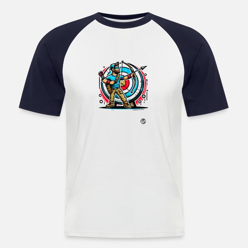 Super Bogenschütze – Pfeil und Bogen - Männer Baseball-T-Shirt - Weiß/Navy