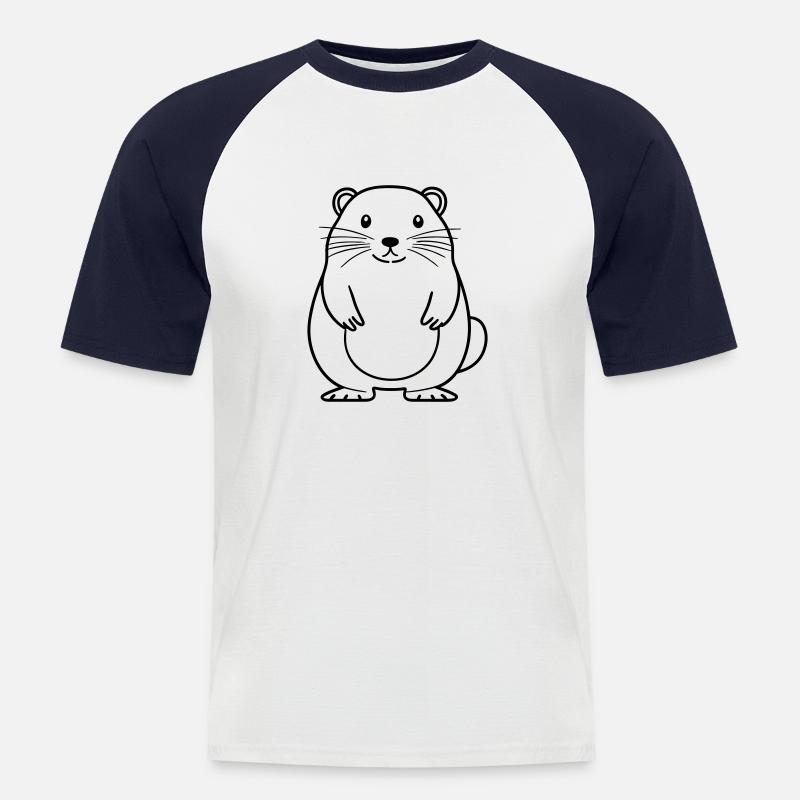 Murmeltier - Männer Baseball-T-Shirt - Weiß/Navy