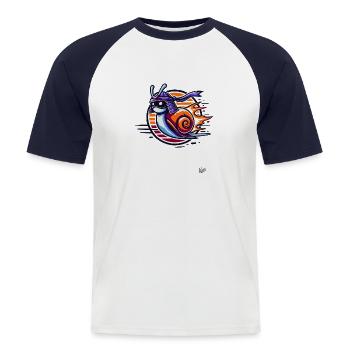 Japanische Samurai Turbo Schnecke - Männer Baseball-T-Shirt - Weiß/Navy - Vorne - Nik (191cm)