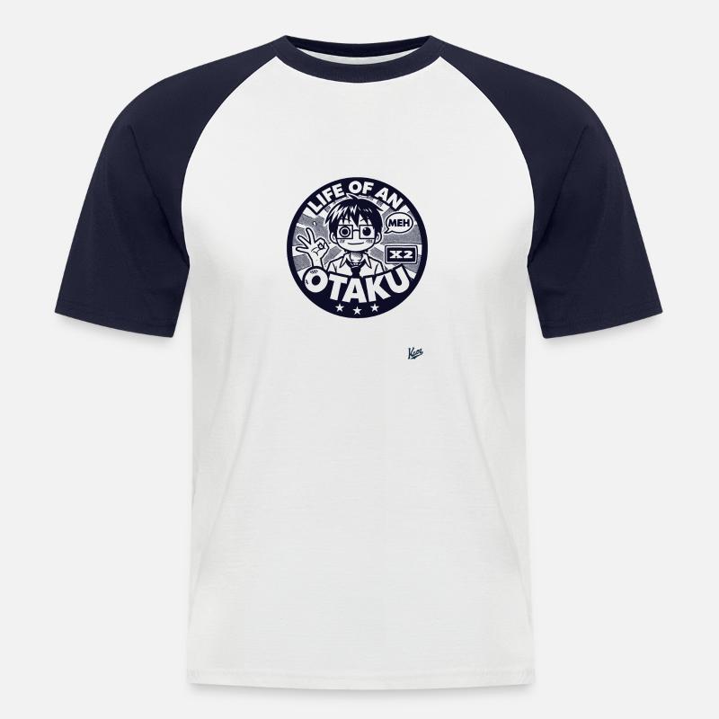 Das Leben eines Otaku - Männer Baseball-T-Shirt - Weiß/Navy