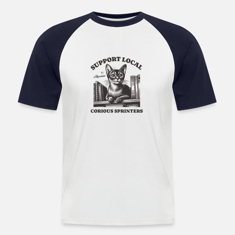 Katze Support Local Abyssinian - Männer Baseball-T-Shirt - Weiß/Navy