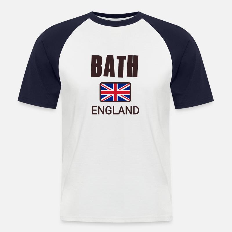 Bath England - Männer Baseball-T-Shirt - Weiß/Navy