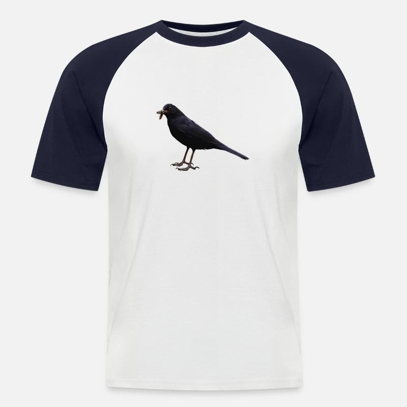 Amsel Vogel schwarzer Vogel - Männer Baseball-T-Shirt - Weiß/Navy