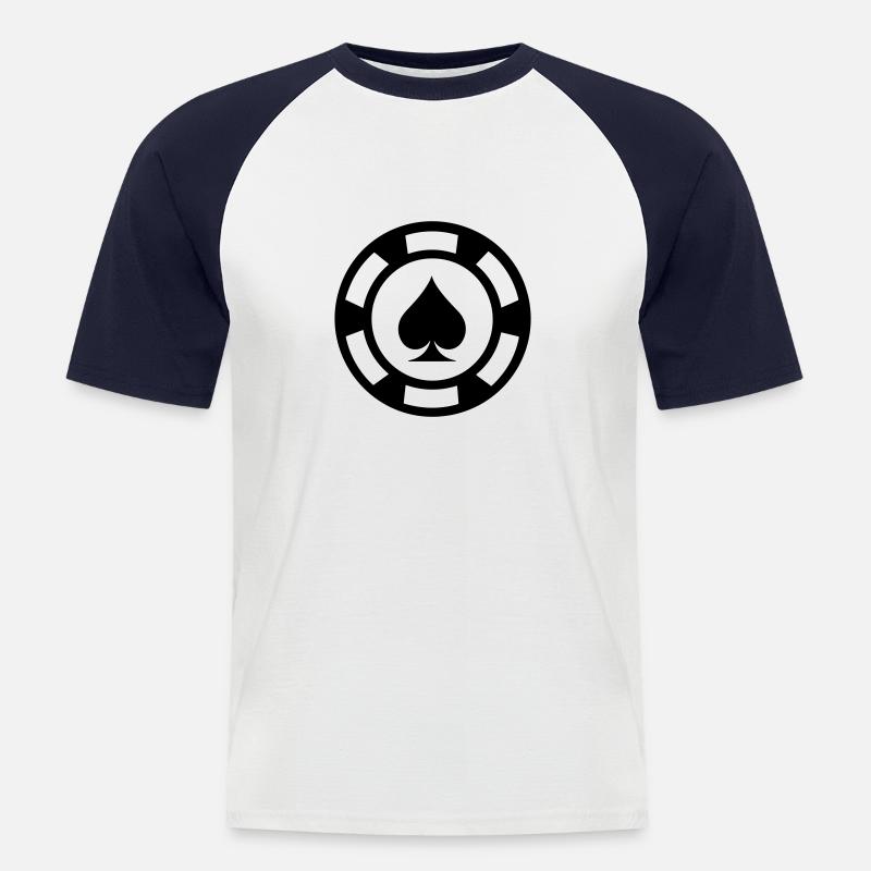 Poker-Chip - Männer Baseball-T-Shirt - Weiß/Navy