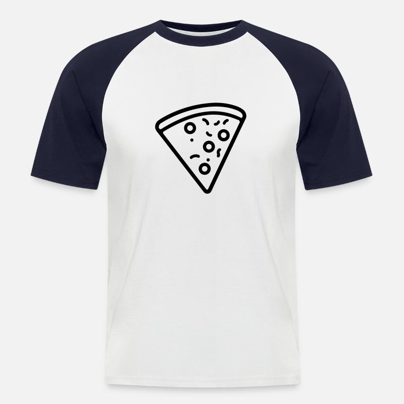 Pizzastück - Männer Baseball-T-Shirt - Weiß/Navy