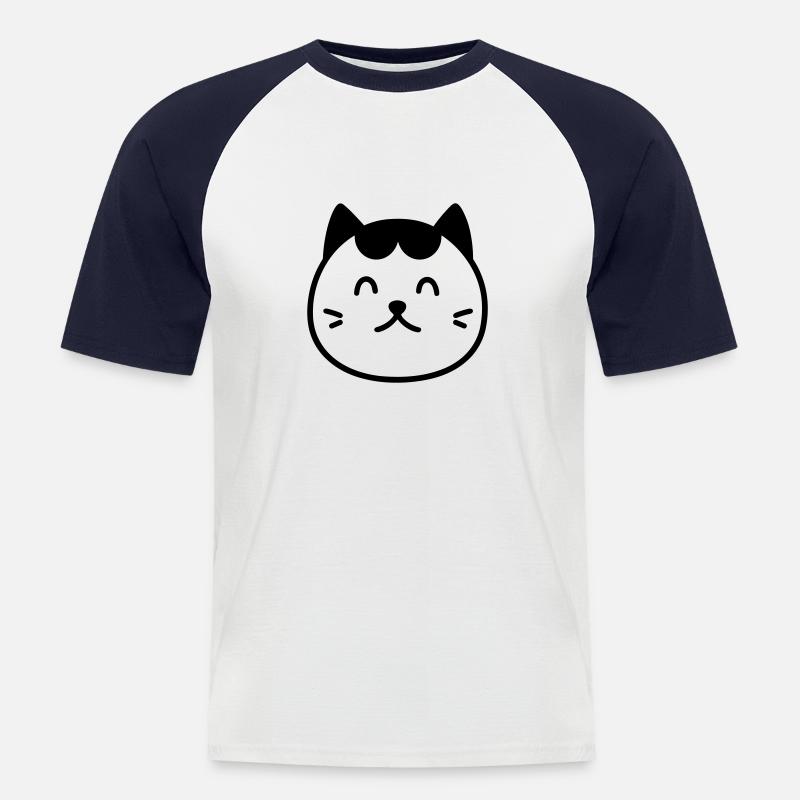 Katze - Männer Baseball-T-Shirt - Weiß/Navy