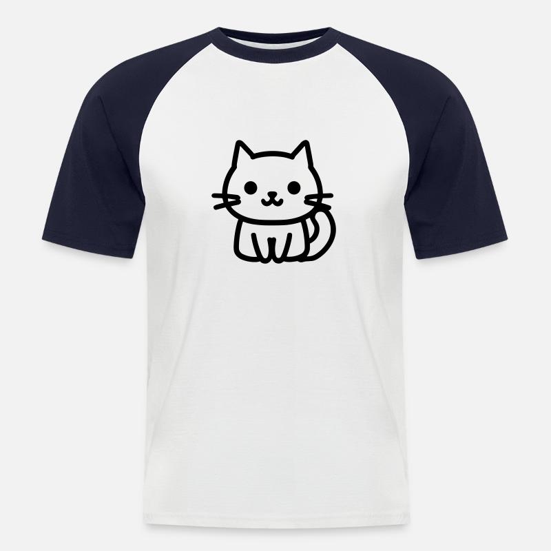 Katze - Männer Baseball-T-Shirt - Weiß/Navy