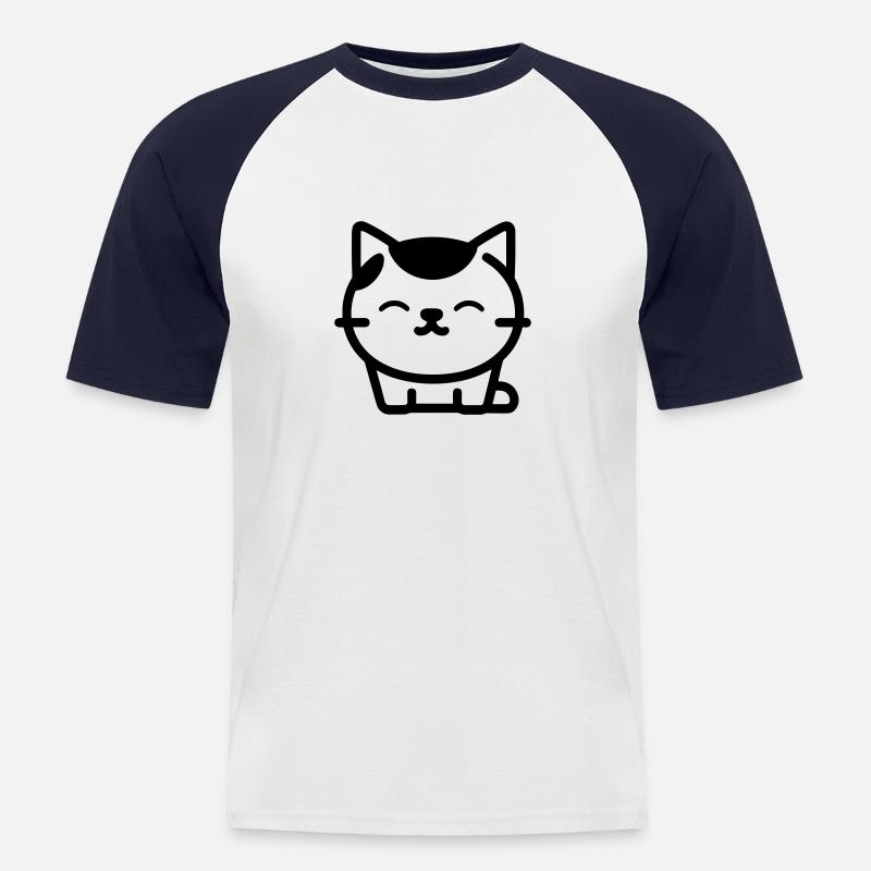cat - Men's Baseball T-Shirt - white/navy